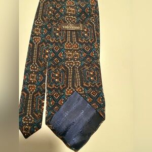 Valentino Geometric Design Tie - Teal and Brown
